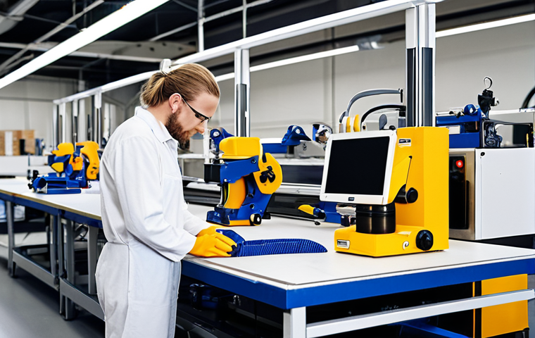 **Customized ergonomic tools on a Swedish assembly line.** Focus on the tools being 3D printed, tailored to the specific needs of the workers and workstations. Show a bright, modern factory environment with a focus on efficiency and worker well-being.