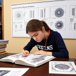 **A student intensely studying material properties:** Focus on a student surrounded by textbooks and diagrams, deeply concentrating on understanding concepts like stress, strain, and material behavior under load. The scene should convey the importance of foundational knowledge in material science.